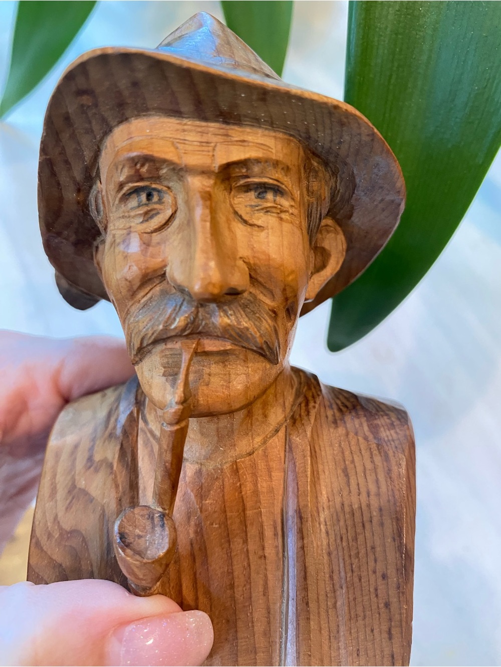 Vtg ATQ 1930’s Hand Carved Austrian Man Bust .  Black Forest Region.  Rare. A+